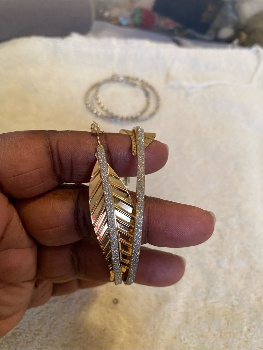 Fashion Jewelry Gold and Silver Hoop Earring Set - Picture 4 of 5